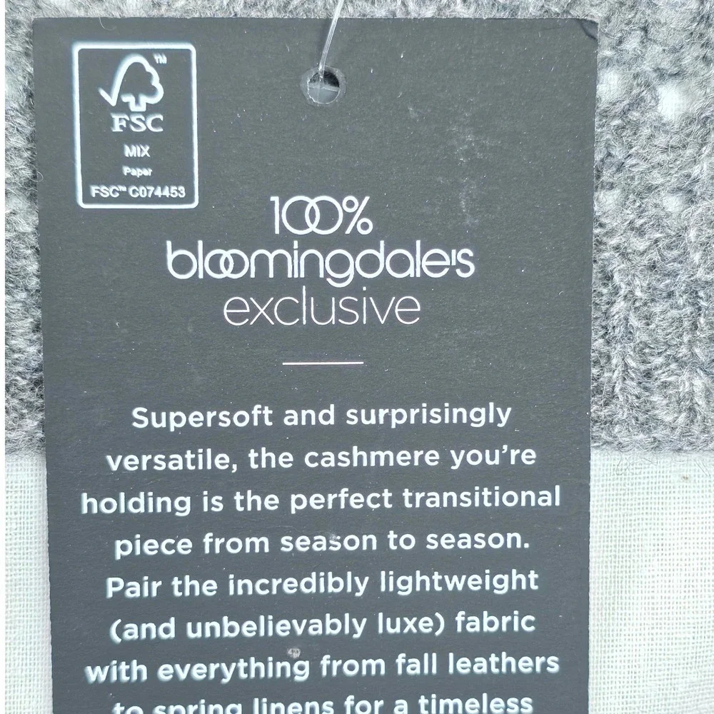 C by Bloomingdale's Women Cashmere Wrap O/S Charcoal Pointelle Scarf Cozy Winter